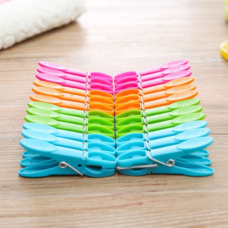 24Pcs Clothespins Hanging Pegs Clips Plastic Hangers Racks Laundry Clothes Pegs Clamps Towel Clips Home Storage Hooks