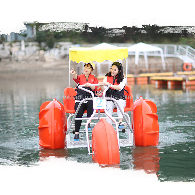 Factory price good quality outdoor sports with 3 big wheels pvc pontoons inflatable pedal water bikes water bicycle