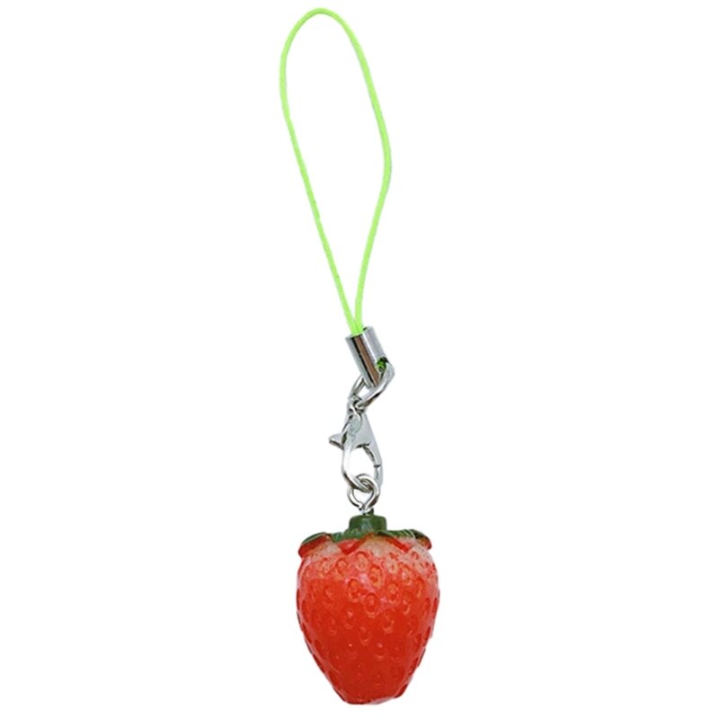 E0bf colorido fruta telefone charme cordão bonito alça pulso unisex mochila acessório