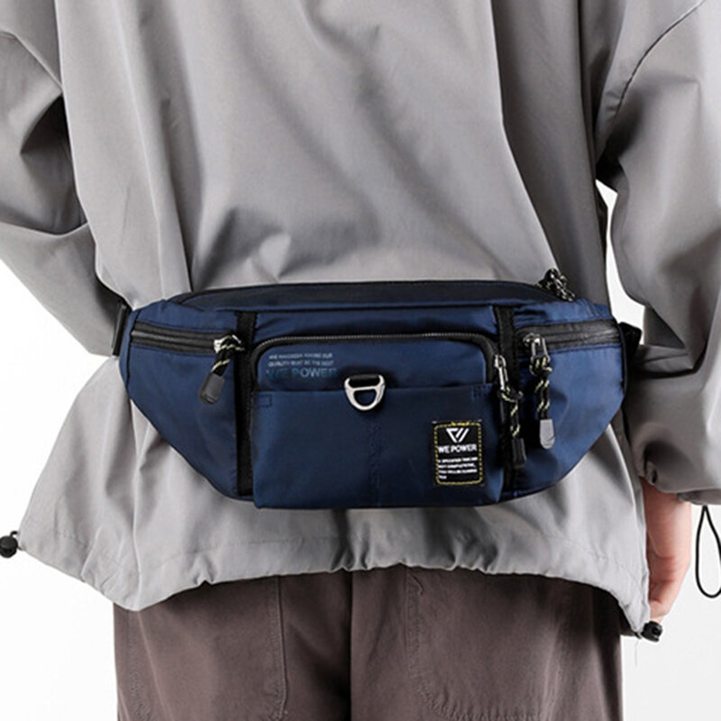 Men Waist Fanny Pack Belt Sling Chest Bag Travel Multi-Pocket Military Fashion Money Male Nylon Pouch Purse Bum Hip Bags