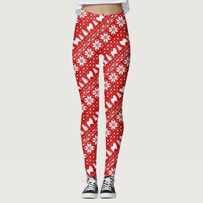 Pantalon de Noël imprimé Père Noël et bonhomme de neige pour femme, leggings skinny taille haute, carillon élastique, décontracté, course à pied
