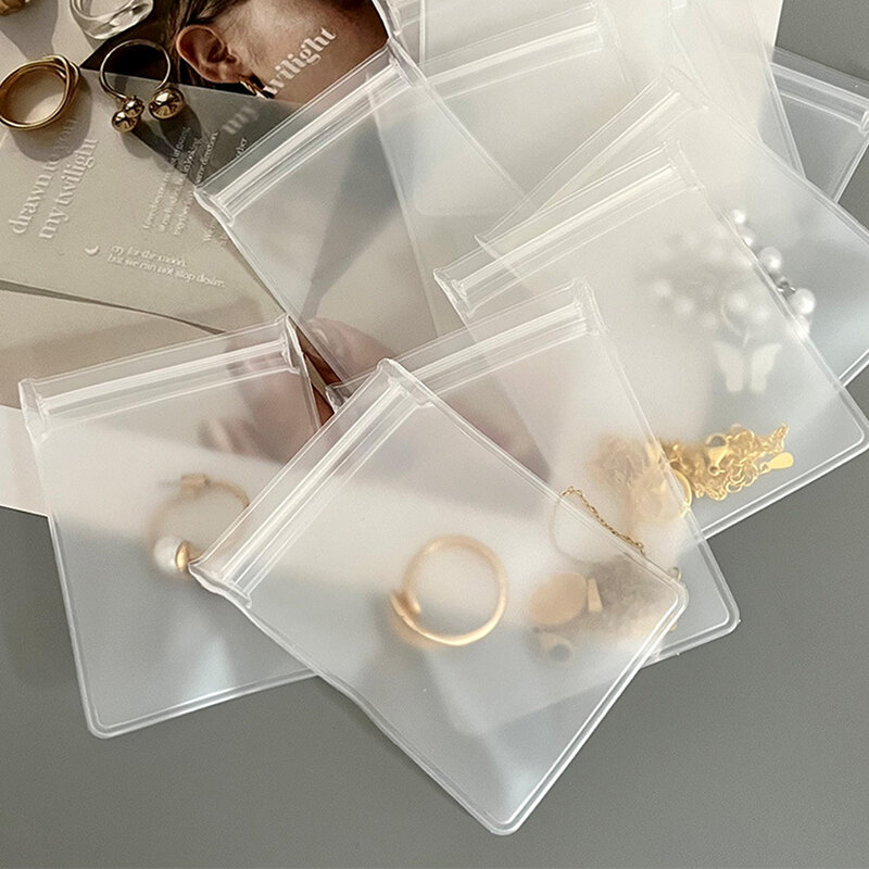 Bolsa de joyería personalizada con cremallera, sobre de almacenamiento de plástico EVA transparente, bolsa esmerilada, anillo, pendientes, collar, pulsera, embalaje