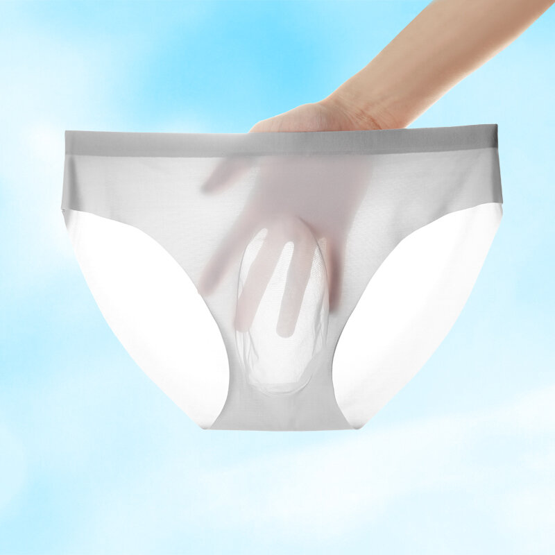 3 szt. Lodowy jedwab seksowne majtki męskie majtki oddychająca bielizna męska majtki przezroczyste cienkie majtki bielizna męska majtki