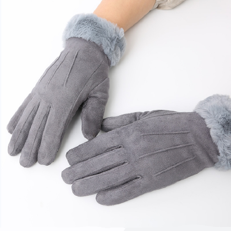 Moda jesienna i zimowa damska śliczne futrzane rękawiczki zimowe grube ciepłe rękawiczki kolarstwo na świeżym powietrzu sportowego wiatru i rękawice ocieplane