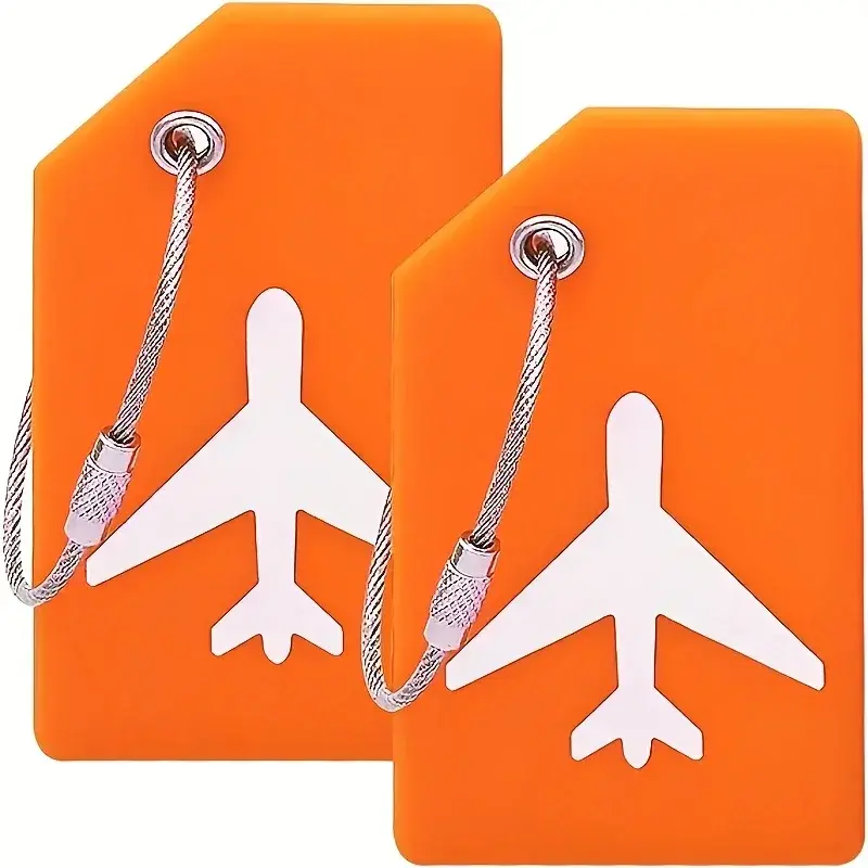 2pcs Silicone Travel Luggage Tag with Name ID Card, Perfect and Quickly Discover Suitcase Travel Accessories Luggage Tag Name