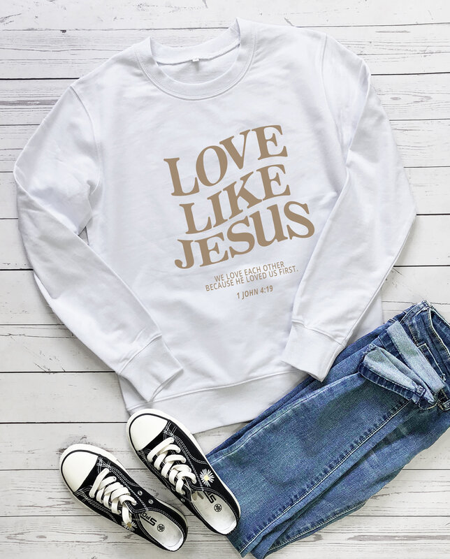 Sudadera de amor como Jesús para mujer, suéter cristiano, jerséis casuales, Top Vintage de algodón 100%