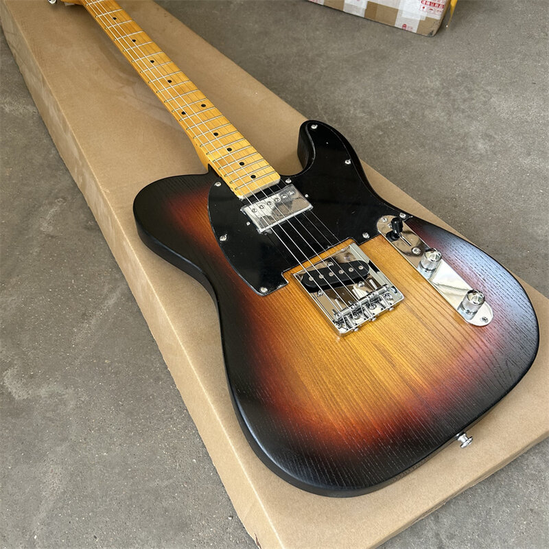 Guitarra eléctrica de madera de Fresno pintada nitro, color atardecer, envío gratis, venta al por mayor y al por menor, disponible
