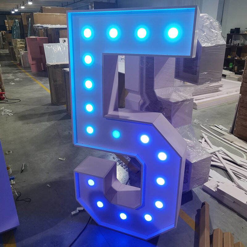 Customized Number Letter Design Led 5 Five Birthday Party Props Wedding Supplies Rentals Backdrop Sign