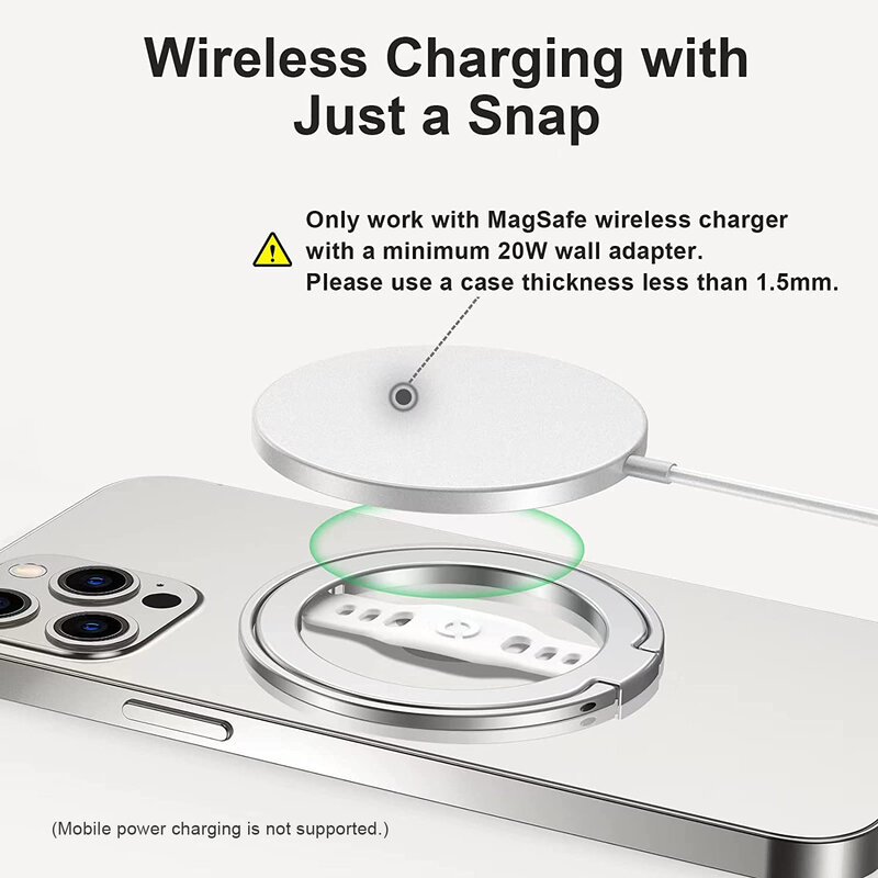 EWA Pegangan dan Dudukan Ponsel Magnetik dengan Tali Jari Silikon untuk Pemegang Cincin Magsafe Hanya untuk iPhone 13 12 Pro/Pro Max/Mini