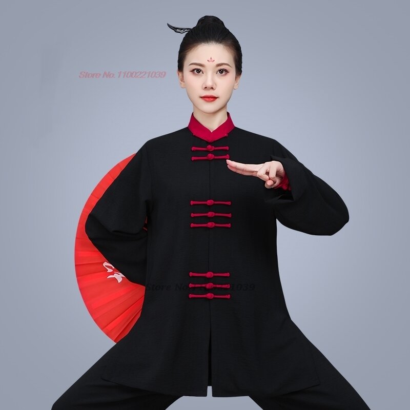2024 traditionelle Tai Chi Kung Fu Training Übung Tops Hosen Set Vintage Kampfkunst Wushu Praxis Bühne Performance Kleidung