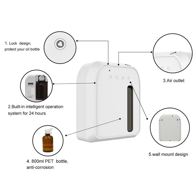家庭用のエッセンシャルオイルのディフューザー,800ml,スパ,バスルーム,掃除機,Bluetooth制御,防臭