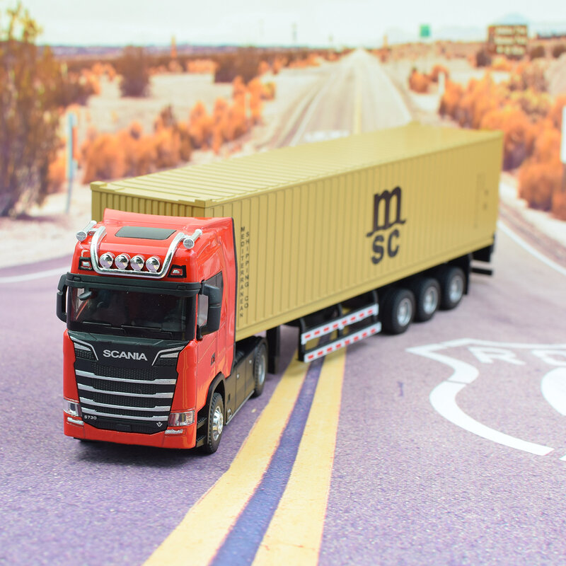 2023 novo estilo 1:50 diecast liga caminhão modelo de brinquedo containertruck puxar para trás engenharia transportveículo menino brinquedos para crianças