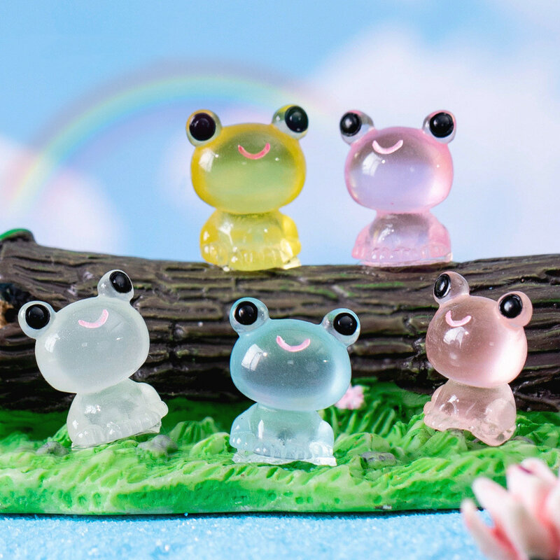 20PCS Mini Frogs Glow At Dark Fairy Garden Miniatures Decoration Luminous Frog Vivarium Micro Landscape DIY Accessories