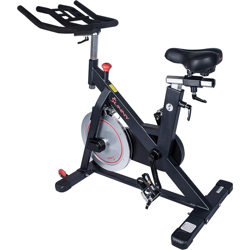 Sunny Health and Fitness Premium Magnetic Belt Drive, Indoor Ciclismo Estacionária, Bicicletas de Exercício com Opcional SunnyFit App, Aprimorado