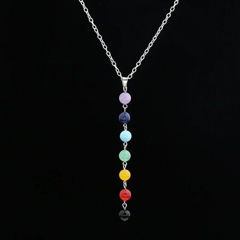 Collier de perles de yoga colorées pour hommes et femmes, pendentif, bijoux