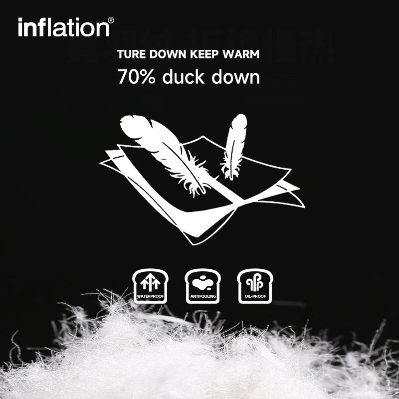 INFLATION-Veste coupe-vent en duvet de canard blanc pour homme, doudoune courte unisexe, style optique d'hiver, 70%