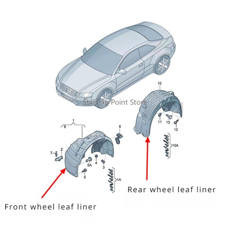 Tampa da roda dianteira e traseira, Fender Liner, adequado para Audi A4L