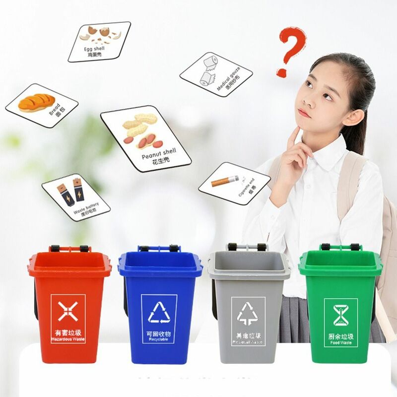 Mini Toys Model Garbage Classification Toy Garbage Truck 4 Trash Cans Educational Toys Education Aids Sorting Toy