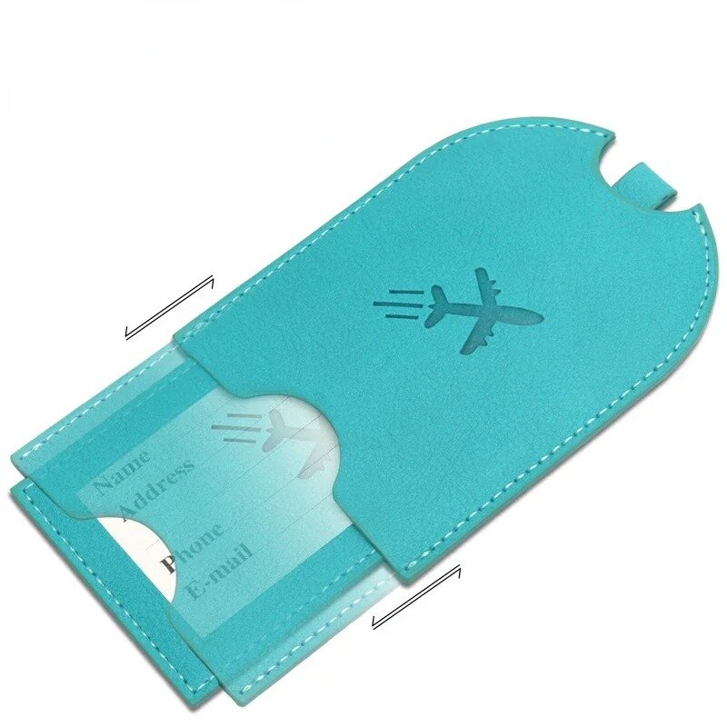 Push-pull Business Identificador Hidden Plane Boarding Pass Suitcase Tag Set Leather Double Layer Luggage Tags