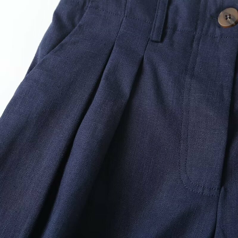 Женские Плиссированные Прямые повседневные шорты, винтажные короткие брюки на молнии с высокой талией, 2023