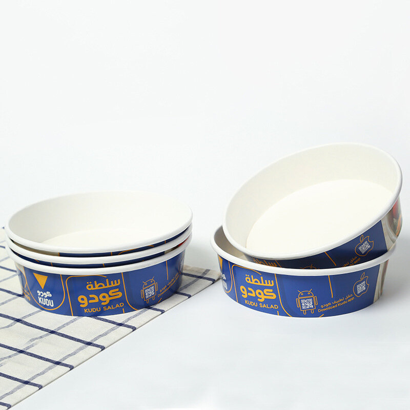 Taza de papel desechable de grado alimenticio personalizada para llevar sopa instantánea, tazón de arroz y fideos, taza con tapa para sopa
