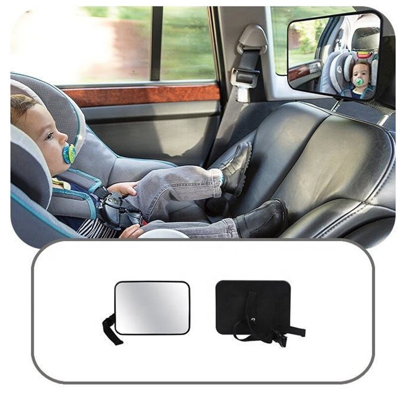 EAFC-espelho ajustável do assento traseiro do carro largo, bebê e criança, espelho de segurança, monitor quadrado, interior do carro