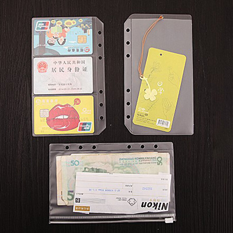 A5a6 Pvc Presentation Binder Folder Zipper Receive Bag Concise Planner's Spiral Filing Products Card Holder Bag