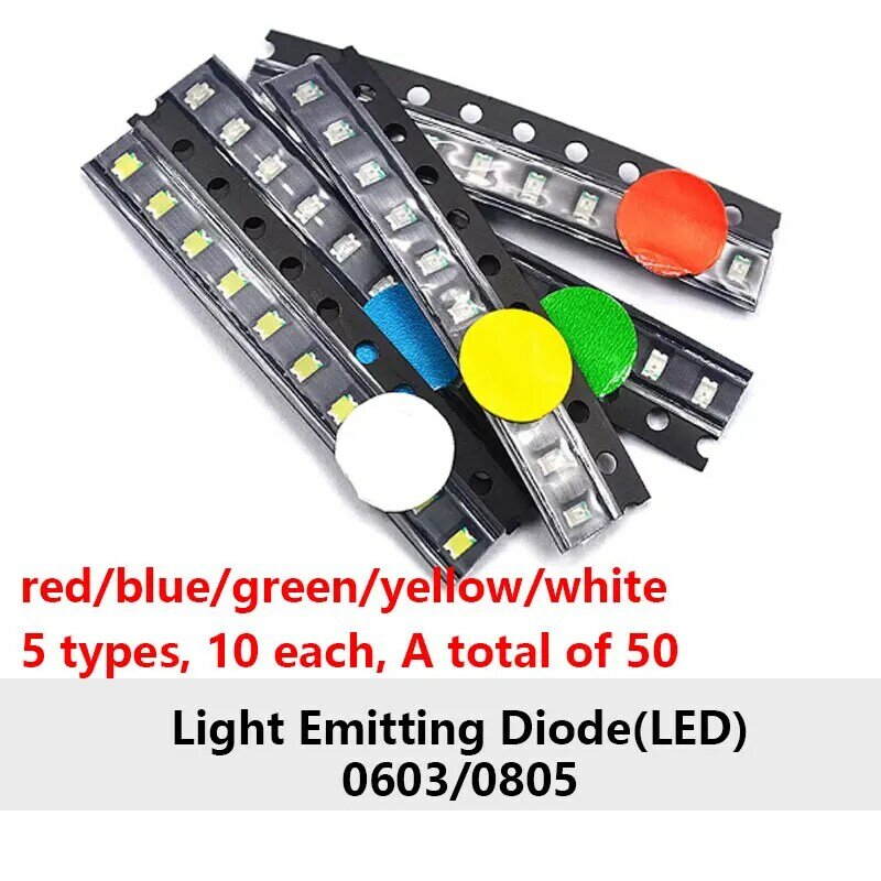 LED 0603 0805 SMD parche LED rojo azul verde Amarillo Blanco Paquete de diodo transparente