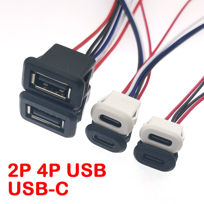 1-5pcs USB Type C Waterproof Connector Type-C With card buckle Female 3A High Current Fast Charging Jack Port USB-C Charger Plug