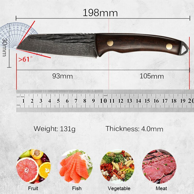 Cuchillos de cocina de acero inoxidable forjados hechos a mano, cuchillos de pesca, cuchillo de carne, cuchillo de carnicero