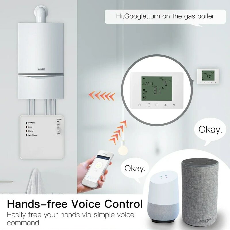 Termostat cerdas WiFi, kontroler suhu pemanasan, Boiler Gas gantung dinding dengan Alexa Google Home
