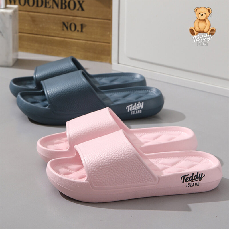 Teddy-zapatillas antideslizantes de suela gruesa para mujer, chanclas cómodas de Eva para el baño y el hogar, Verano