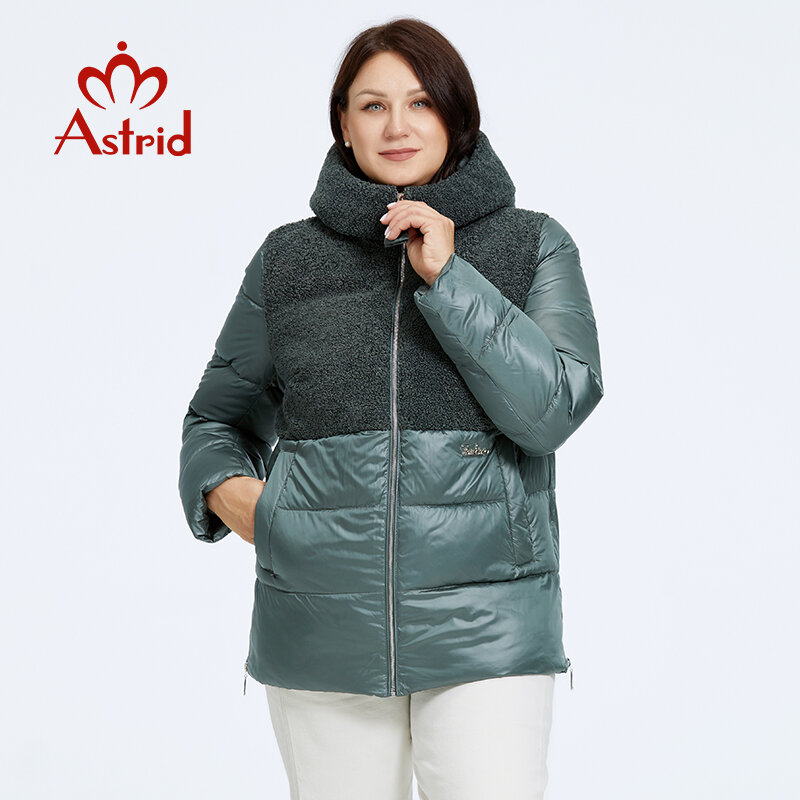 Astrid 2023 Winter Damesjack Plus Size Parka 'S Dameskleding Nepbont Tops Mode Stiksels Gewatteerde Jassen Bovenkleding 10003