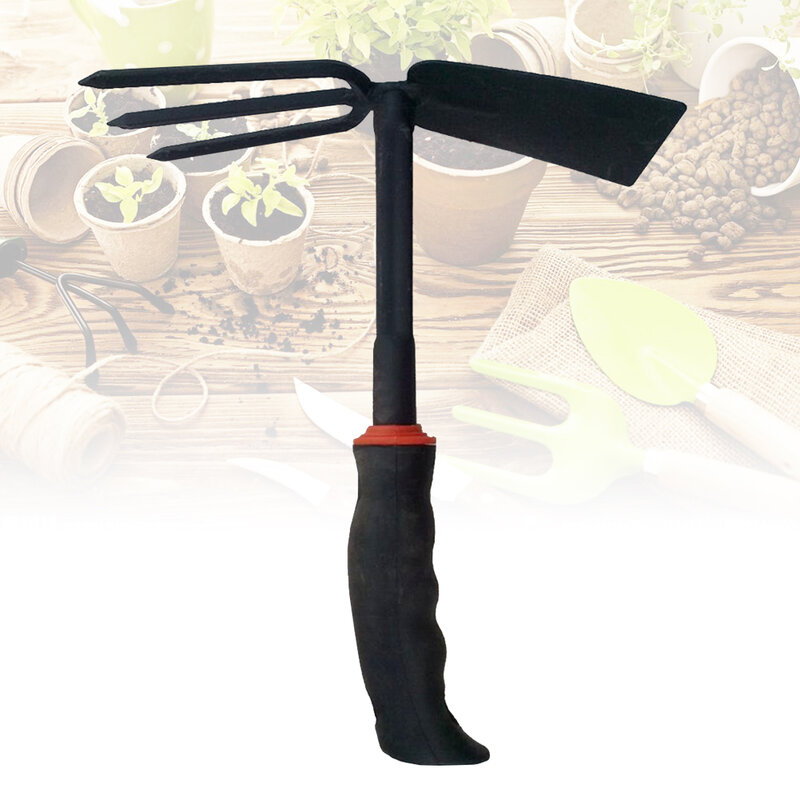 Máquina escavadora mão ferramenta jardim enxada com garfo durável digger ferro duas cabeça portátil capina rustproof não deslizamento cultivador