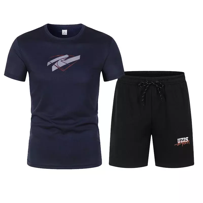 Лето 2024, бренд UZIS, спортивный дышащий мужской комплект высокого качества с коротким рукавом
