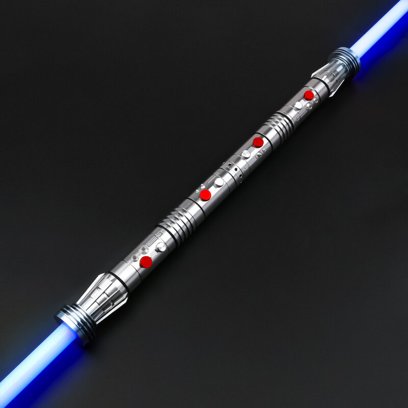 TXQSABER 2 Buah Pegangan Lightsaber Swing Halus Darth Maul Ganda + Pisau Saber Metal Hilt Pedang Laser Jedi Cahaya RGB Pertarungan Berat
