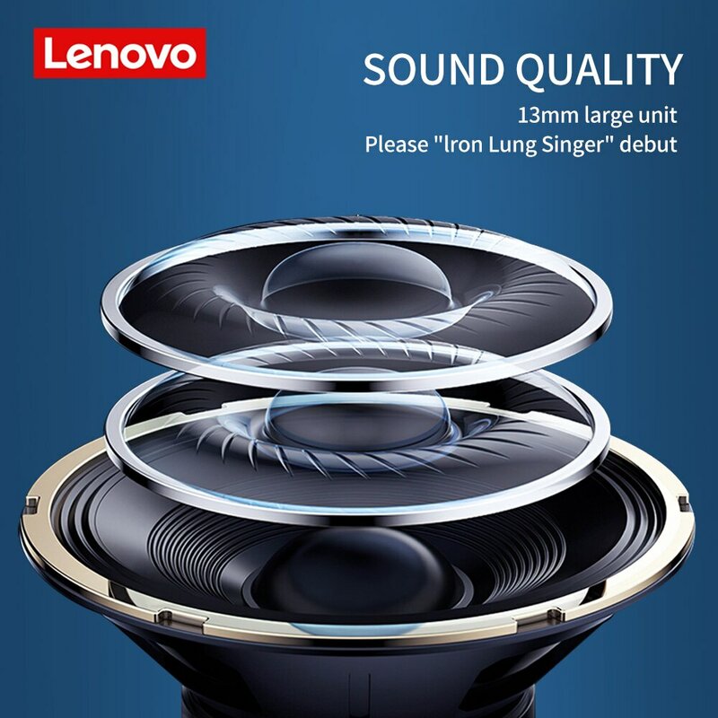 Lenovo-auriculares inalámbricos HT38 con Bluetooth 5,0, reducción de ruido y micrófono impermeables con cascos deportivos, TWS, originales