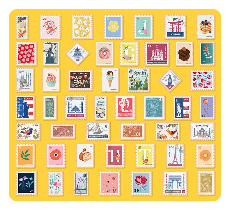 Pegatinas de sellos de la vieja escuela, 50 piezas, sobres de arte, pegatinas de sello, álbum de recortes, pegatinas decorativas DIY
