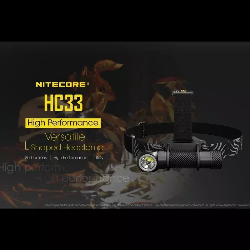 Высокопроизводительный L-образный налобный фонарь NITECORE HC33 XHP35 HD светодиодный 1800 люмен, налобный фонарь для ночной съемки