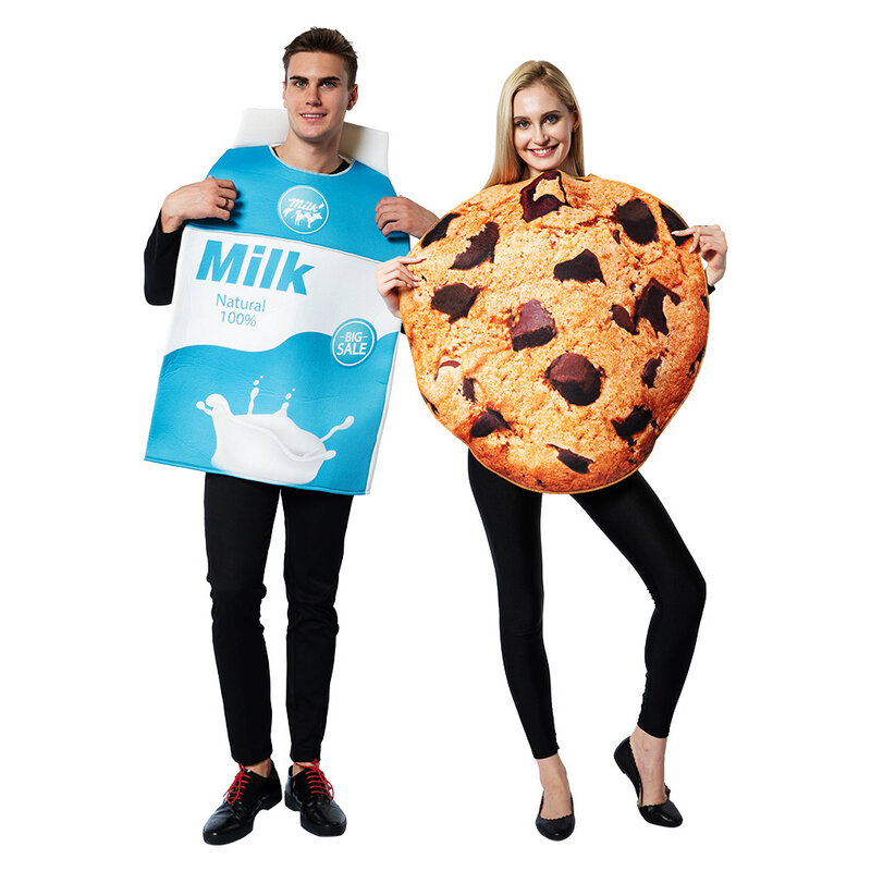 Kostum Pasangan Halloween Baru Kostum Makanan Pertunjukan Panggung Pesta Bar Set Kue Susu