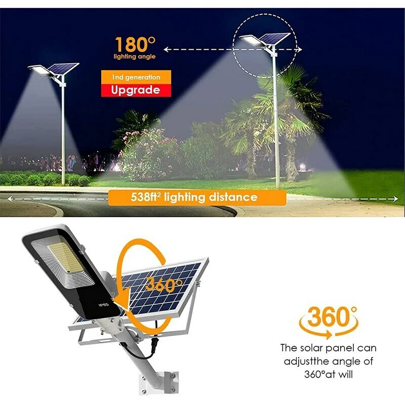 Lampu Jalan tenaga surya luar ruangan tenaga surya, lampu jalan 350/120LED 6500K IP65 tahan air untuk garasi taman teras