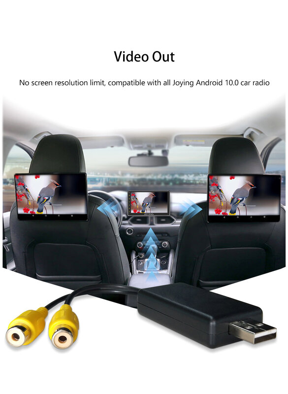 Joying Rca Video Output Adapter Cbale Voor Hoofdsteun Back Rear Screen Alleen Fit Joying Android 10 Head Unit