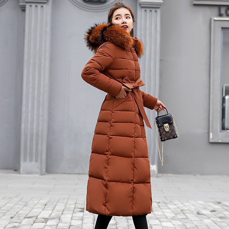 Ankunft schlanke Frauen Winter mode Jacke Baumwolle gepolstert warm verdicken Damen mantel x-lang 2024 neue lange Mäntel Parka Damen jacken