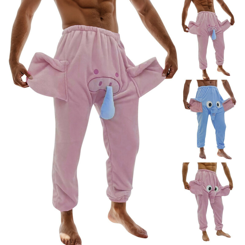 Herren Pyjama hose lustige Elefant Boxer Neuheit Shorts humorvolle Unterwäsche Streich Geschenk für Männer schlafen warme seltsame Pyjama Hosen