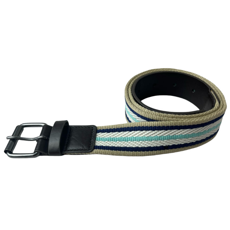 Cinturón de rayas de lona informal con hebilla de rodillo para niños y niñas, 1 pieza