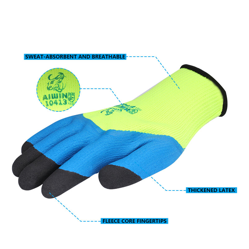 Andanda trabajo guantes Dura y caliente Palm sumergido guantes de látex adecuado para trabajar en frío caliente, guantes invierno, guantes invierno