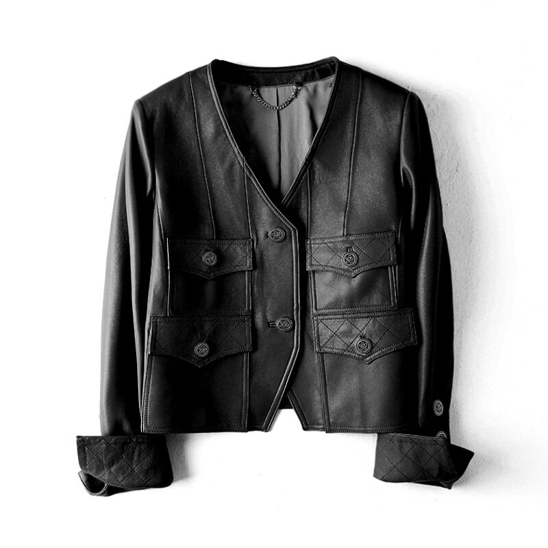 Genuine leather jacket, wearing jacket, small sheepskin short top,  early autumn new