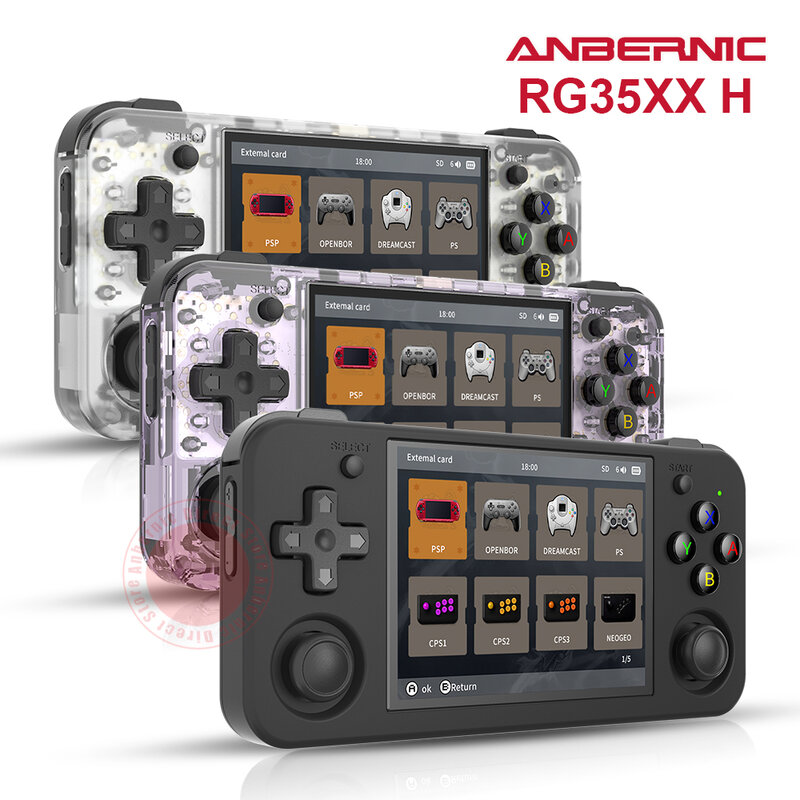 Anbernic-ハンドヘルドコンソール、レトロビデオゲームプレーヤー、Linuxプレーヤー、ヒップスクリーン、rg35xx h、h700、3300mah、64g、5528、クラシックゲーム、3.5インチ