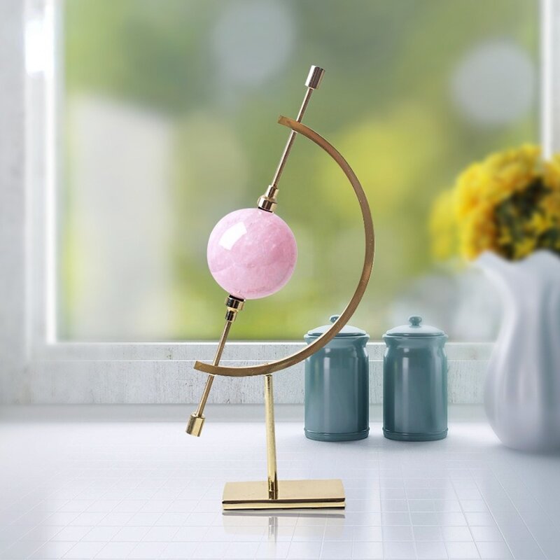 Esfera de cristal con forma de globo para decoración del hogar, 1 piezas, Base de cristal fija, adorno, soporte de exhibición
