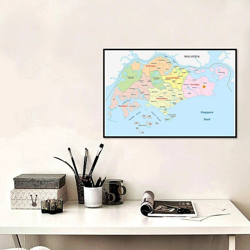 59*42 см карта Сингапура настенный декоративный плакат без рамки Печать на холсте картина для гостиной домашний декор школьные принадлежности